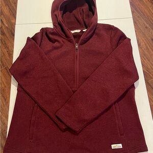 Orvis Men's Maroon 1/2 Zip Pullover Hooded Sweater Large Pocket, Size Large